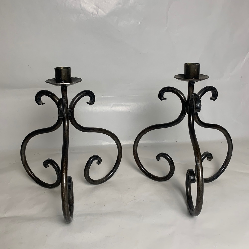Mesa International Candle Holder Set 2 Wrought Iron Scroll Rustic Halloween